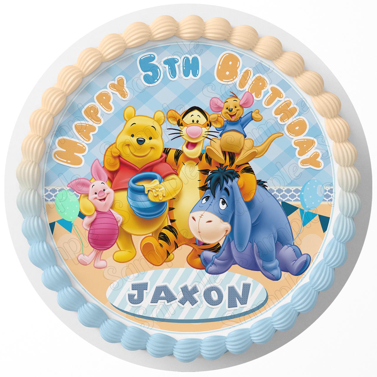 Winnie Kids Fun Cute Pooh Round – Icing Sheet Birthday - Personalized Edible Cake Topper | Custom Icing Sheet | Birthday Cake Decoration