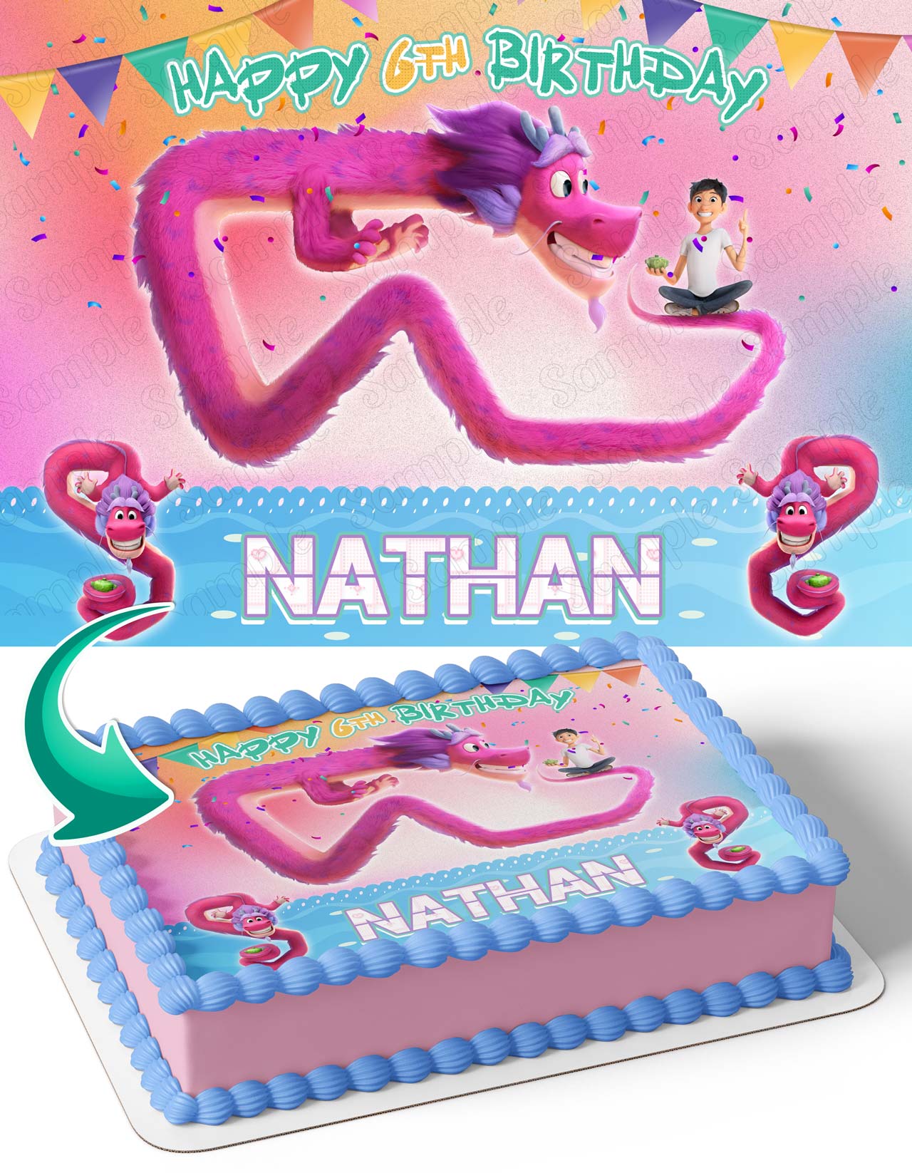 Wish Dragon Movie Edible Cake Topper