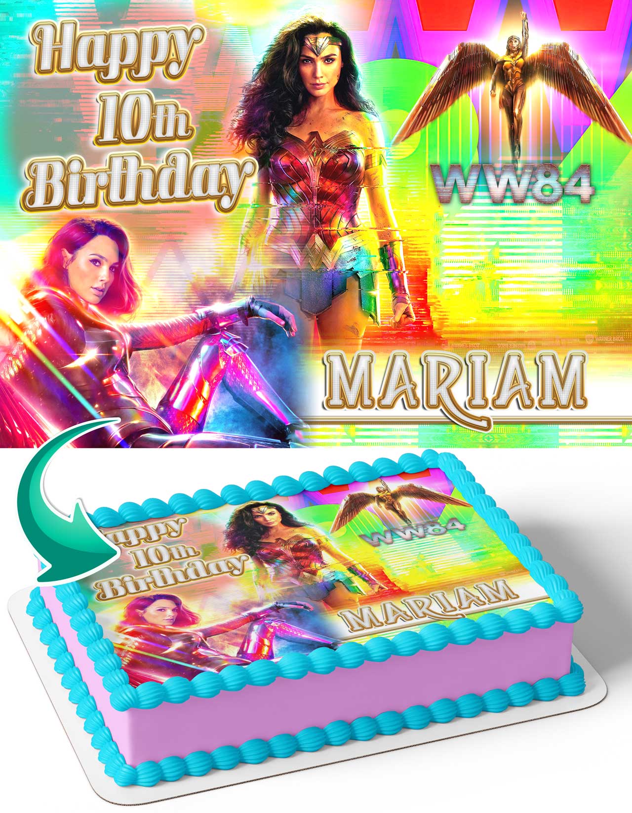 Wonder Woman 1984 Edible Cake Topper