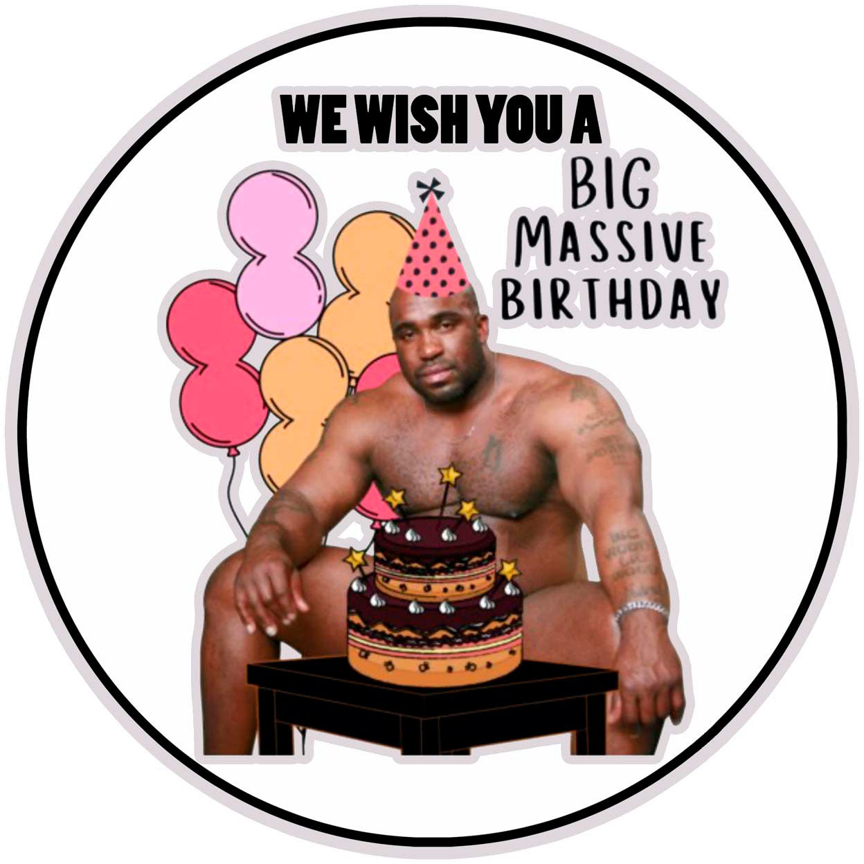 Wood Sitting Bed Big Massive Birthday Round – Icing Sheet Birthda - Personalized Edible Cake Topper | Custom Icing Sheet | Birthday Cake Decoration