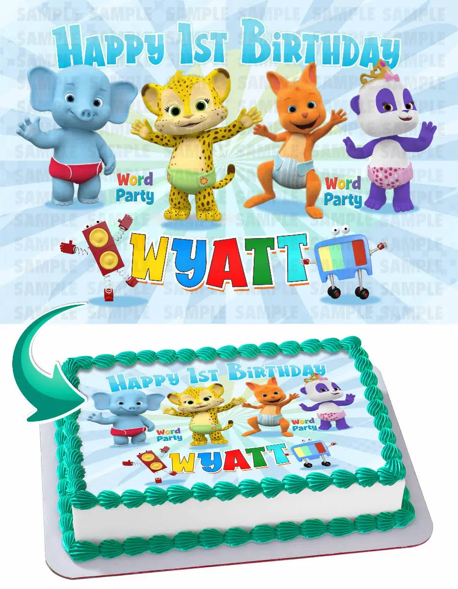 Word Party Edible Cake Topper