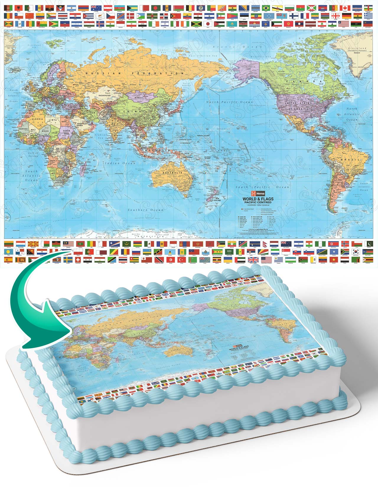 World Map Glove Earth Edible Cake Topper