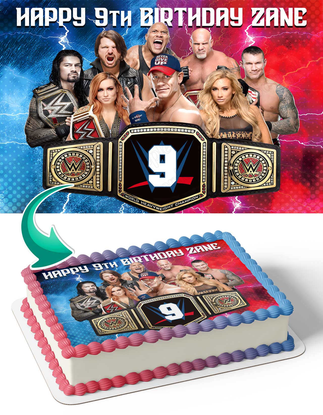 Wrestler W Championship Title Belt Edible Cake Topper