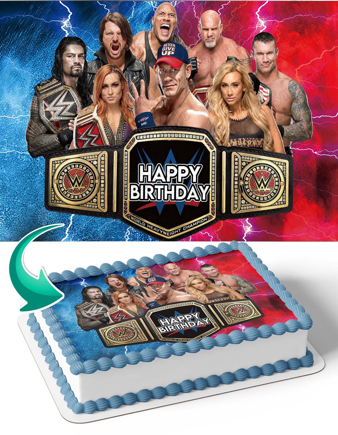 Wrestler W SmackDown WSD Edible Cake Topper