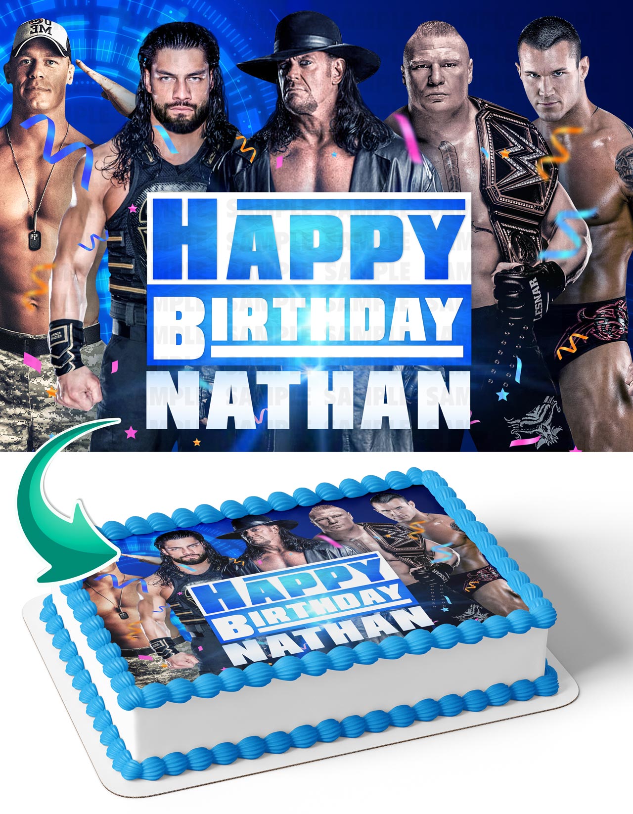 Wrestler W SmackDown SMD Edible Cake Topper