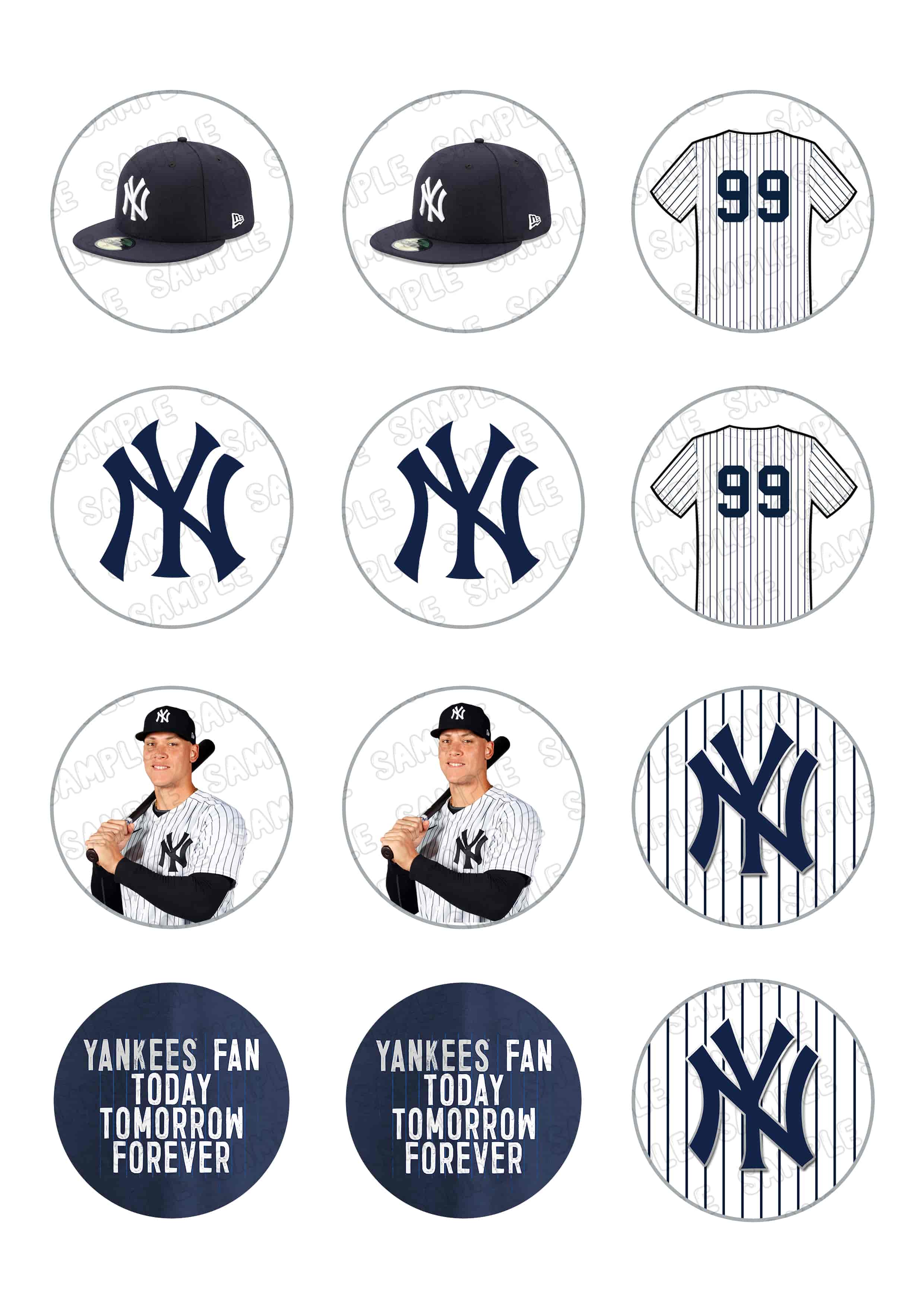 Yankees Aaron Judge Edible Cupcake Toppers – Round Icing Sheet Bi - Edible Cake Topper | Icing Sheet | Birthday Cake Decoration