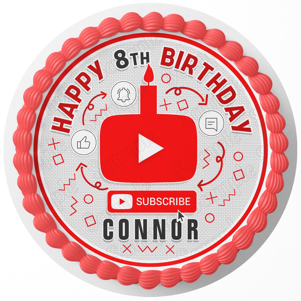 Video Media Fun You Tube Round – Icing Sheet Birthday - Personalized Edible Cake Topper | Custom Icing Sheet | Birthday Cake Decoration