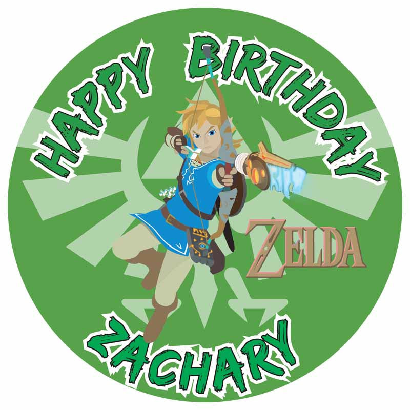 Legends of Zelda Gamers Round – Icing Sheet Birthday - Personalized Edible Cake Topper | Custom Icing Sheet | Birthday Cake Decoration