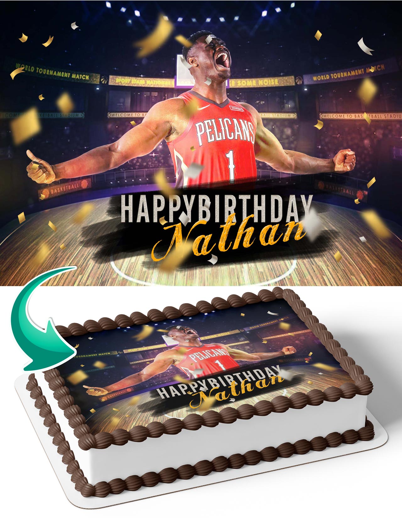 Zion Williamson Pelicans Edible Cake Topper